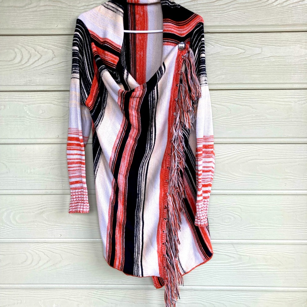 Boho style cross front button cardigan